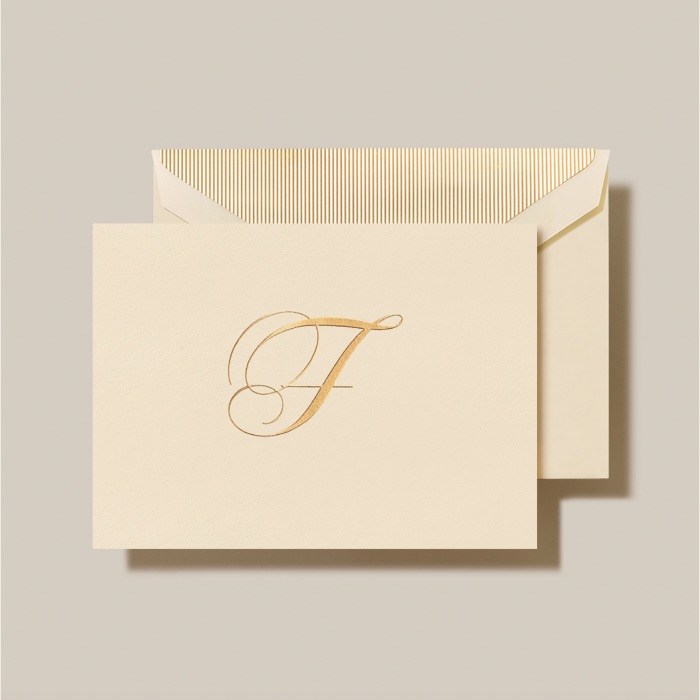 Hand Engraved Script Initial F Notes